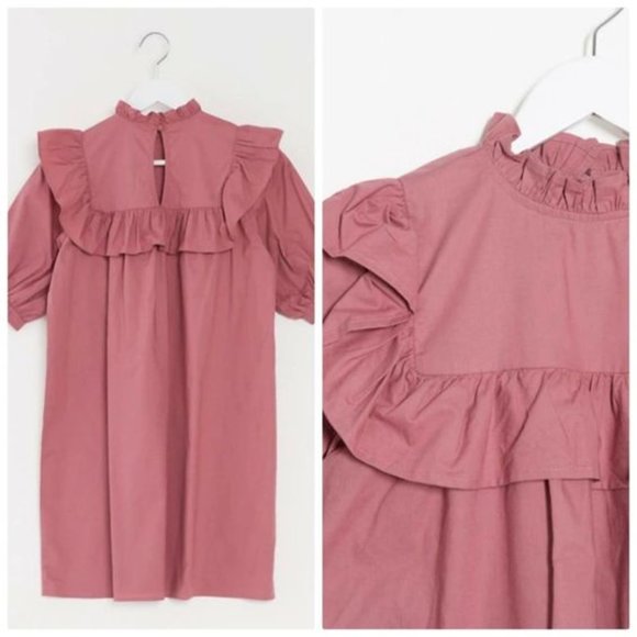 Cottagecore Mini Dress with Frill Detail in Pink - Picture 2 of 5